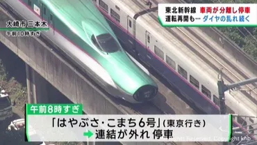 東北新幹線 連結部分が外れて約５時間運転見合わせ ダイヤ乱れる 