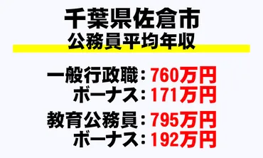 佐倉市(千葉県) 平均年収・月収・ボーナス・退職金など(地方公務員)を完全掲載