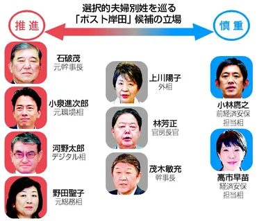 選択的別姓、総裁選の論点に自民「伝統的家族観」根強く：時事ドットコム