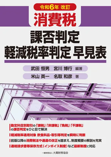 消費税課否判定・軽減税率判定早見表（令和年改訂）
