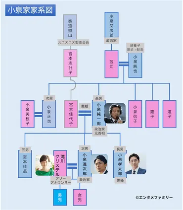 小泉孝太郎と小泉進次郎の家系図は？兄弟三男と再会！遠縁に石原家！ 