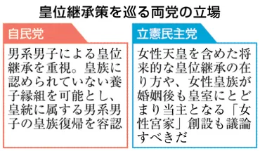皇位継承策論議進まず自民は養子案、合意不透明