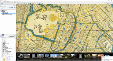 で明治時代や江戸時代の古地図を重ね合わせてみる
