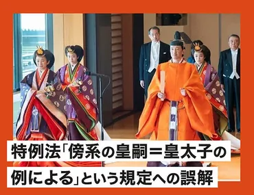 特例法「傍系の皇嗣=皇太子の例による」という規定への誤解
