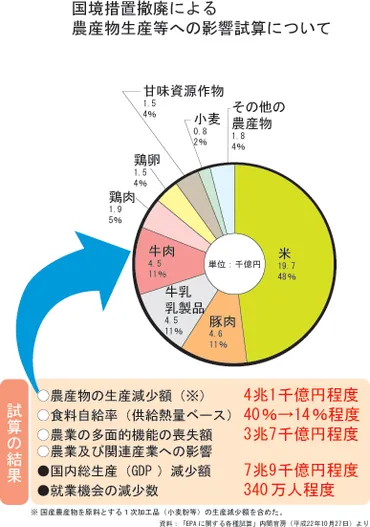 図解・TPP―その壊滅的な影響】どうなるの?日本の農業・農村食料自給率はなんと%まで下がる!