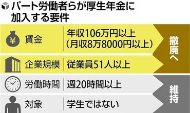 106万円の壁、年金制度はどう変わる？パート労働者と企業の未来は？（年金制度/法改正）年金制度改革の行方：106万円の壁撤廃と影響
