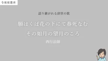 辞世の歌 その１３「願はくば花の下にて春死なむその如月の望月のころ」（西行法師） 