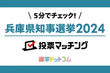 兵庫県知事選挙2024投票マッチングサイトが公開されてる！10問の賛否で自分の考えに近い候補を測定 