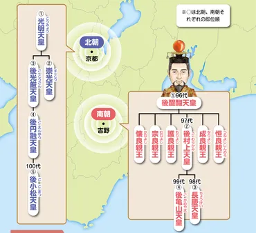 南北朝時代～朝廷が分裂して天皇が２人に！北朝と南朝の攻防 