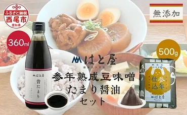 毎日の健康に】無添加 参年熟成の豆味噌（500g）・たまり醤油セット・H056 